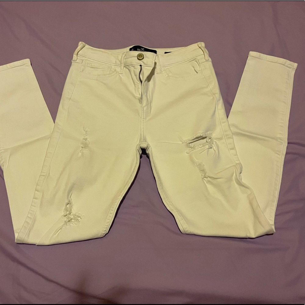 Hollister high waisted white jeans